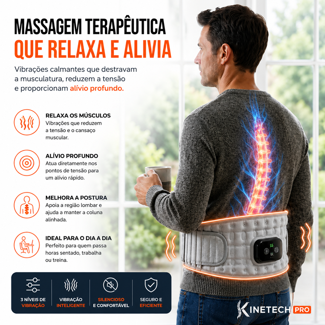 Kinetech Pro | Cinto Descompressor Lombar 4 em 1