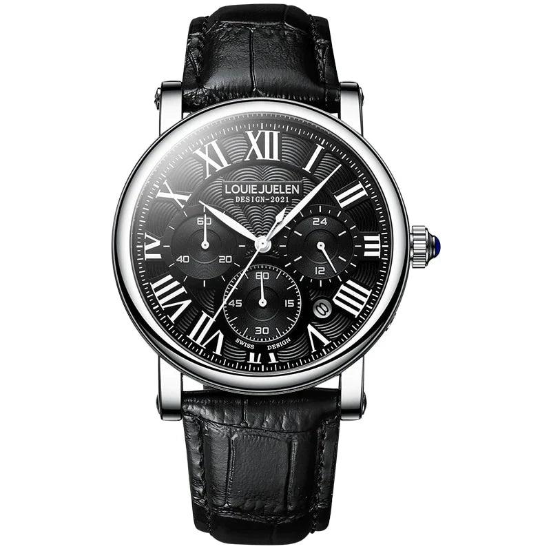 Classic 40mm | Sofisticação em Aço Inox e Couro Legítimo
